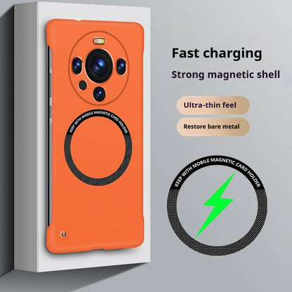 Skin-feeling magnetic solid color borderless Huawei phone case