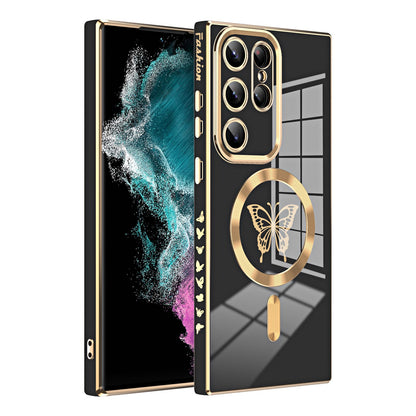Solid color electroplated butterfly magnetic Samsung mobile phone case