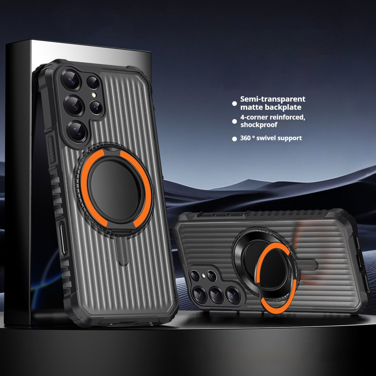 Skin-feel 360-degree rotating magnetic stand for Samsung mobile phone case