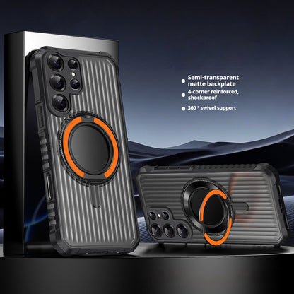 Skin-feel 360-degree rotating magnetic stand for Samsung mobile phone case