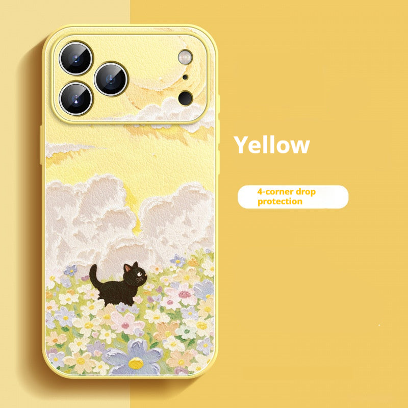 Oil painting kitten lambskin iPhone case