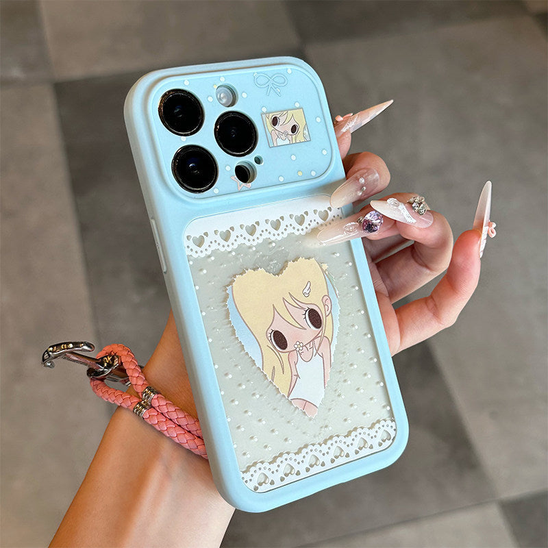 Cute Girl Large Window Apple Phone Case