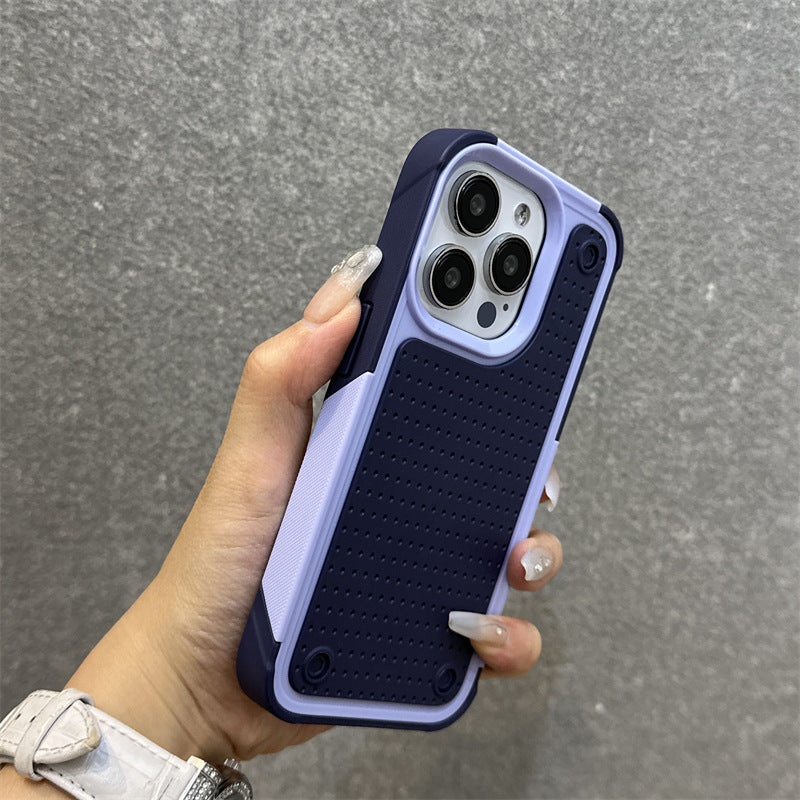 Anti-slip contrasting color four-corner anti-fall iPhone case