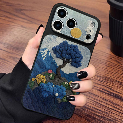 Lambskin Blue Tree Wind Apple Phone Case