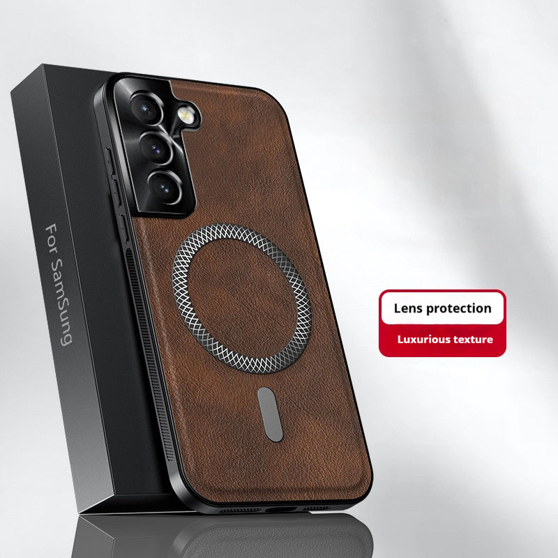 Solid color high-end leather Samsung mobile phone case