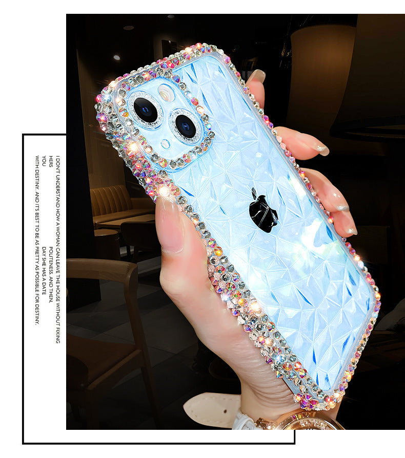 Diamond pattern transparent silicone iPhone case