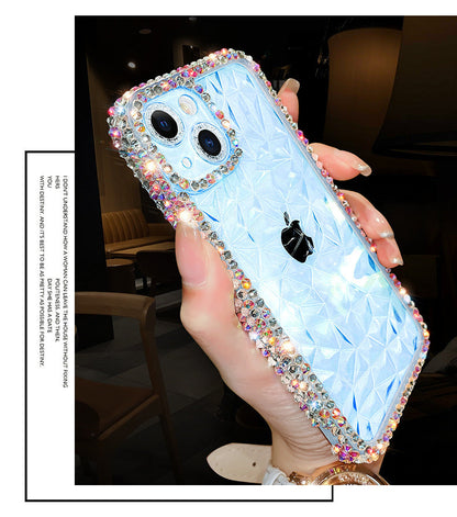 Diamond pattern transparent silicone iPhone case