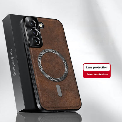 Solid color high-end leather Samsung mobile phone case