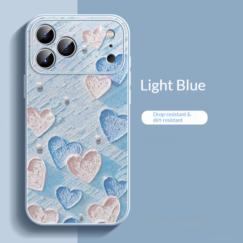 Oil painting heart-shaped lambskin Apple phone case