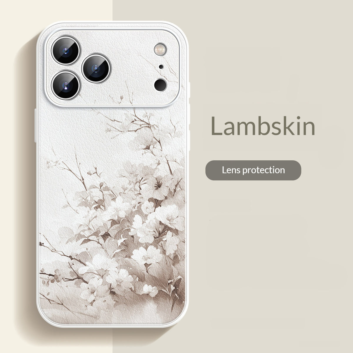 Floral and leafy lambskin iPhone case