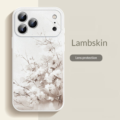 Floral and leafy lambskin iPhone case