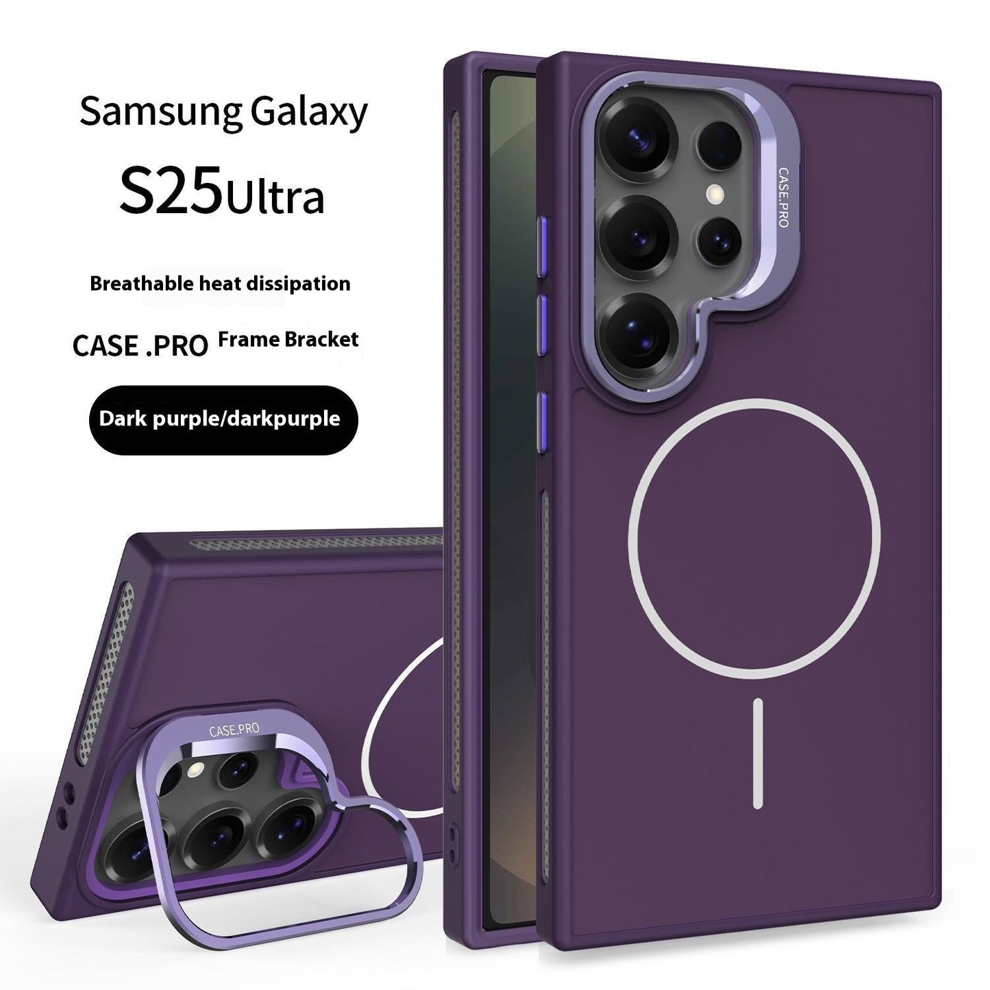 Thin circle magnetic lens holder Samsung mobile phone case