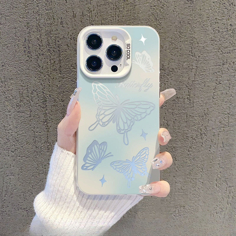 Frosted Hollow Butterfly Apple Phone Case