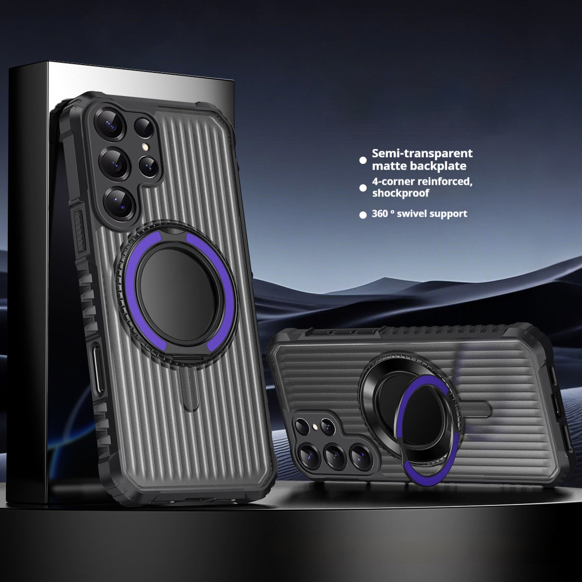 Skin-feel 360-degree rotating magnetic stand for Samsung mobile phone case