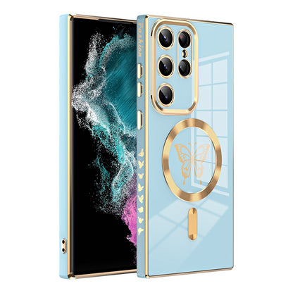Solid color electroplated butterfly magnetic Samsung mobile phone case