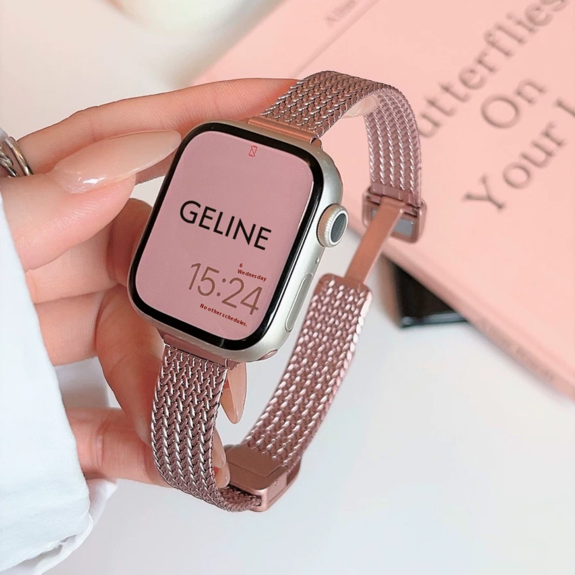 iwatch stainless steel metal mesh magnetic buckle strap