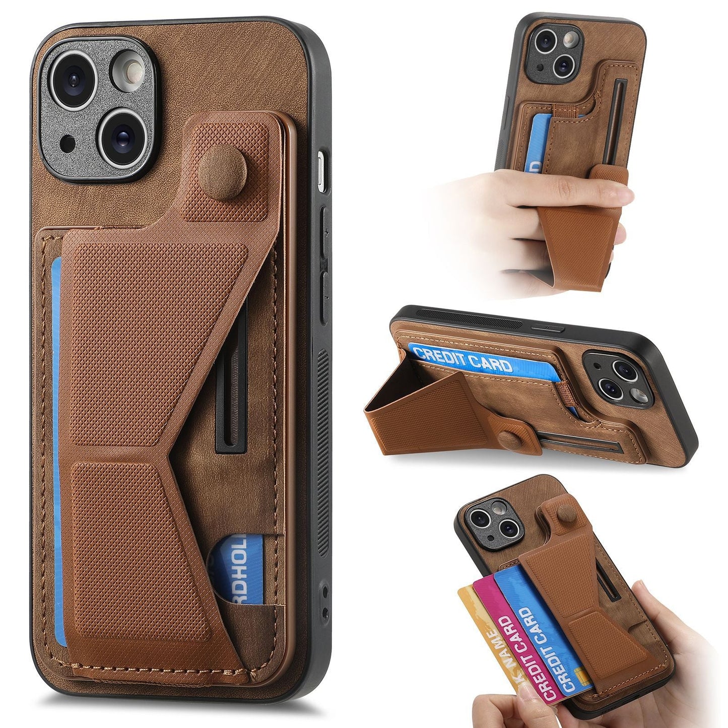 Leather Card Holder Stand iPhone Case