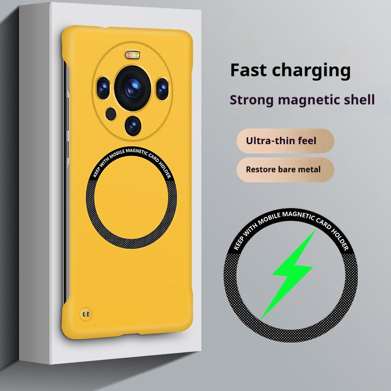 Skin-feeling magnetic solid color borderless Huawei phone case