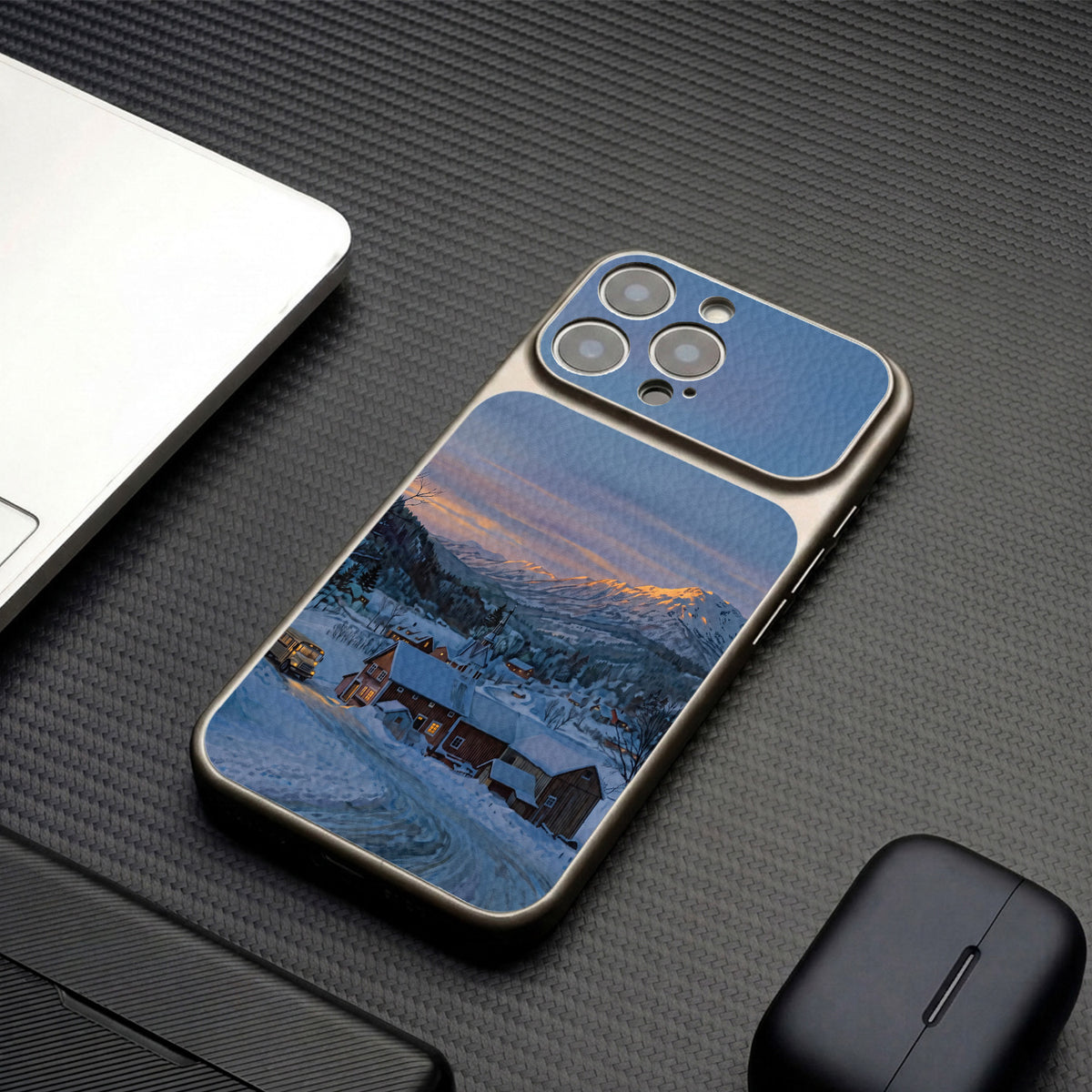 Snow Mountain Cabin Apple Phone Case