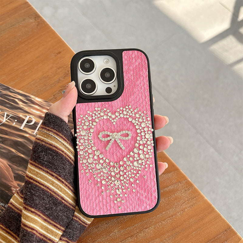 Heart-and-Bow Snakeskin-Pattern iPhone Case