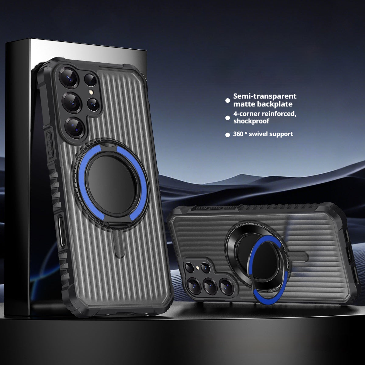 Skin-feel 360-degree rotating magnetic stand for Samsung mobile phone case