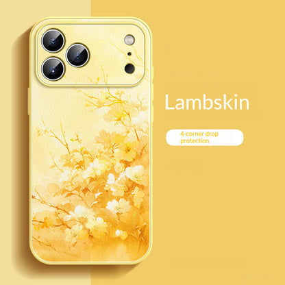 Floral and leafy lambskin iPhone case