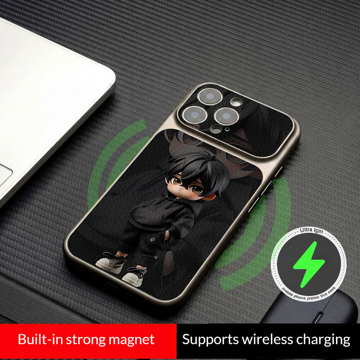 Black-Haired Boy Magnetic iPhone Case