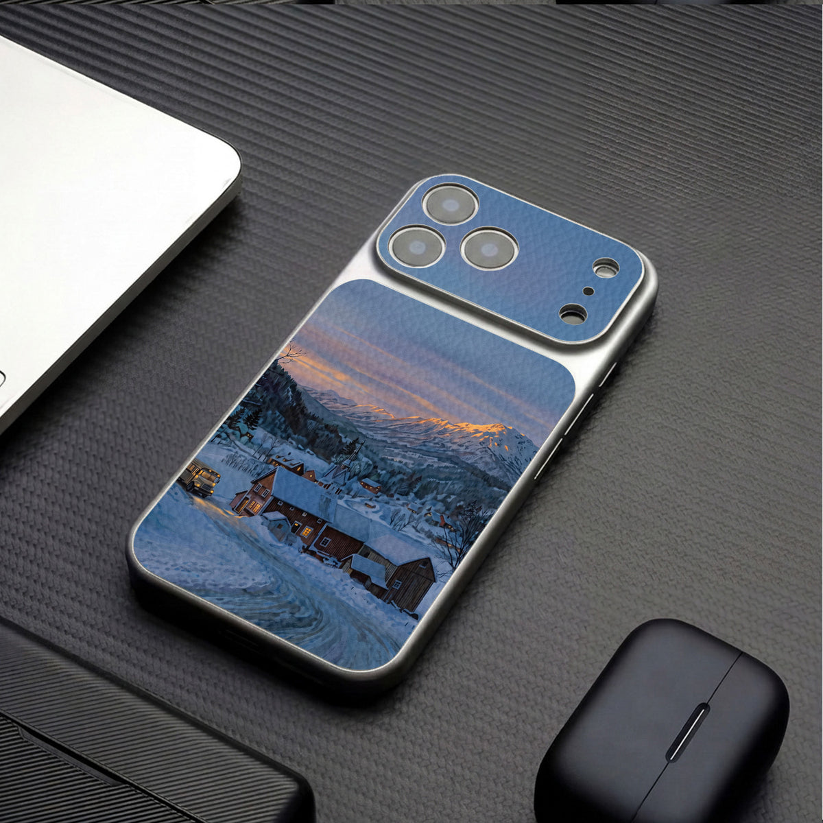 Snow Mountain Cabin Apple Phone Case
