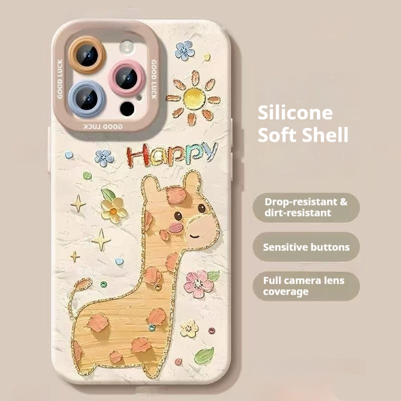 Creative oil painting animal Apple phone case