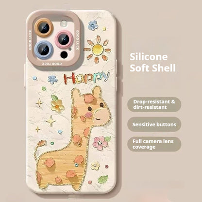 Creative oil painting animal Apple phone case