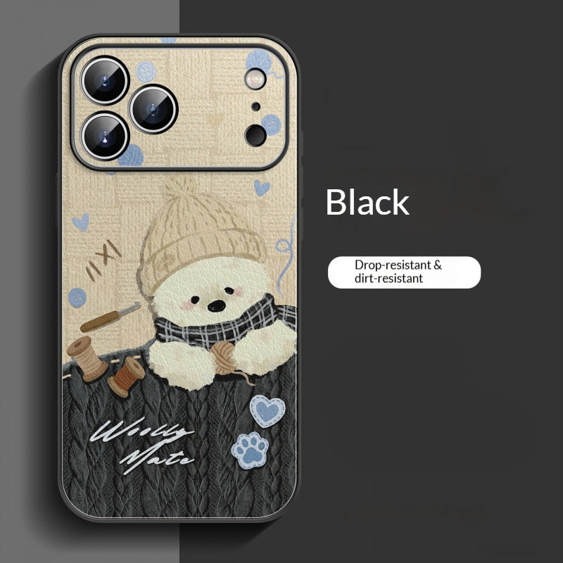 Lambskin wool hat puppy Apple phone case