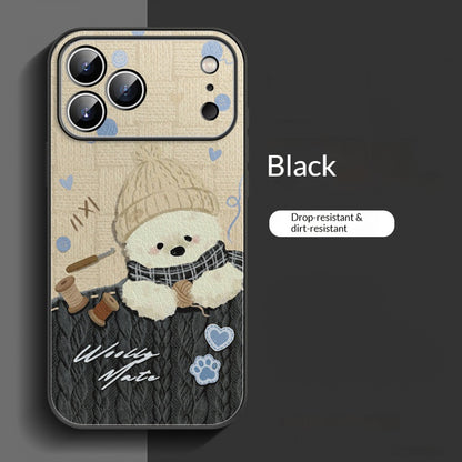 Lambskin wool hat puppy Apple phone case