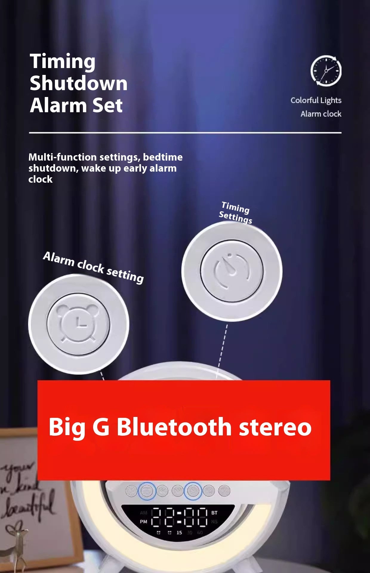 Wireless Charging Alarm Clock Ambient Light Multifunctional Stand