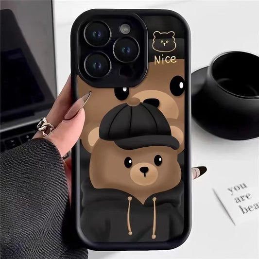 Cute Bear Diamond Sand Apple Phone Case