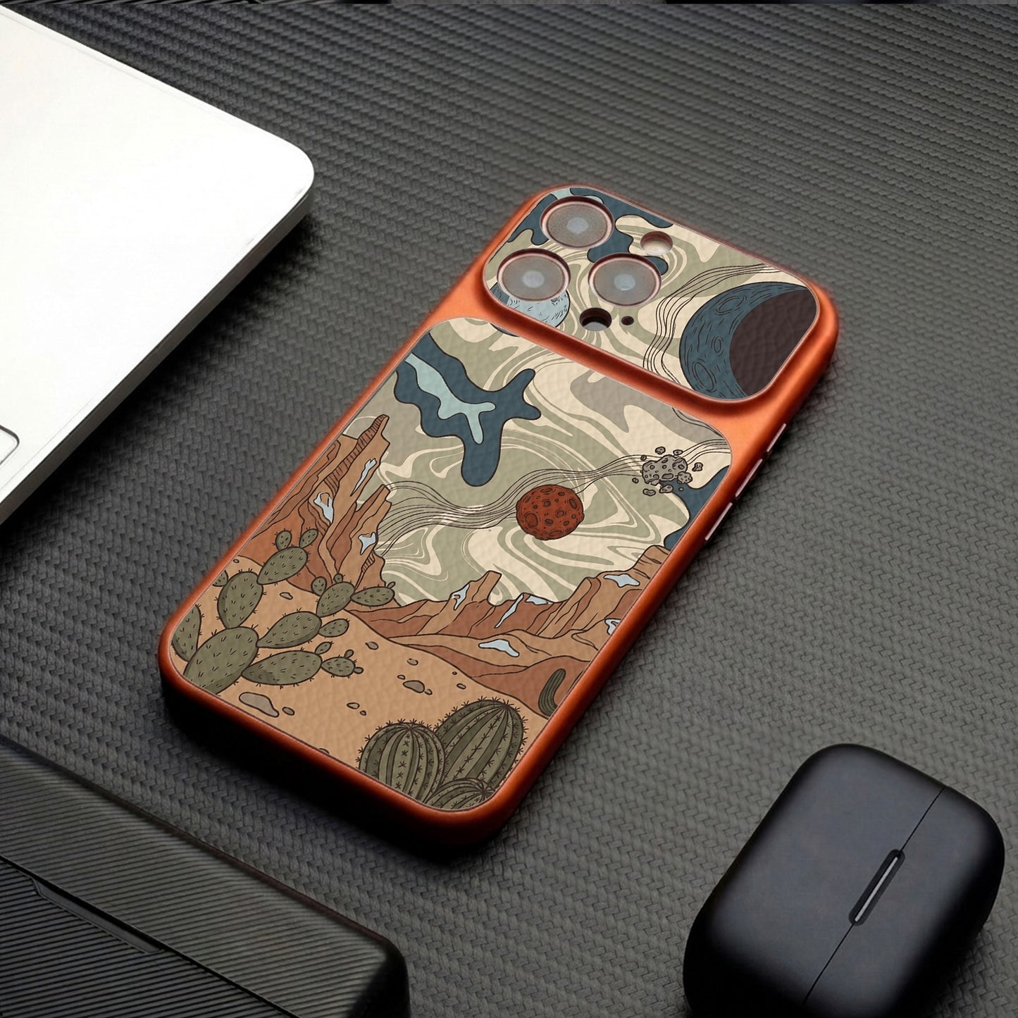 Desert Graffiti Lychee Texture Magnetic Apple Phone Case