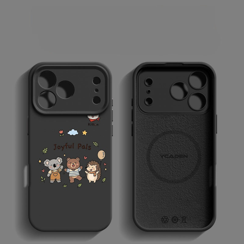 Happy Animal Liquid Silicone Apple Phone Case