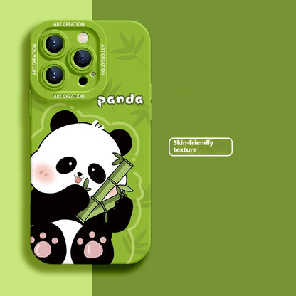 Cute panda eating bamboo apple phone case