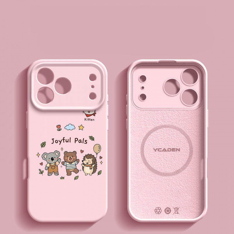 Happy Animal Liquid Silicone Apple Phone Case