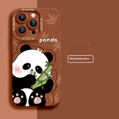 Cute panda eating bamboo apple phone case