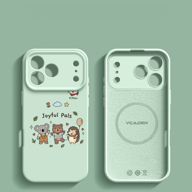 Happy Animal Liquid Silicone Apple Phone Case