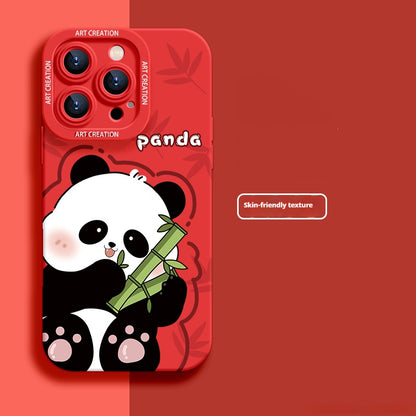 Cute panda eating bamboo apple phone case