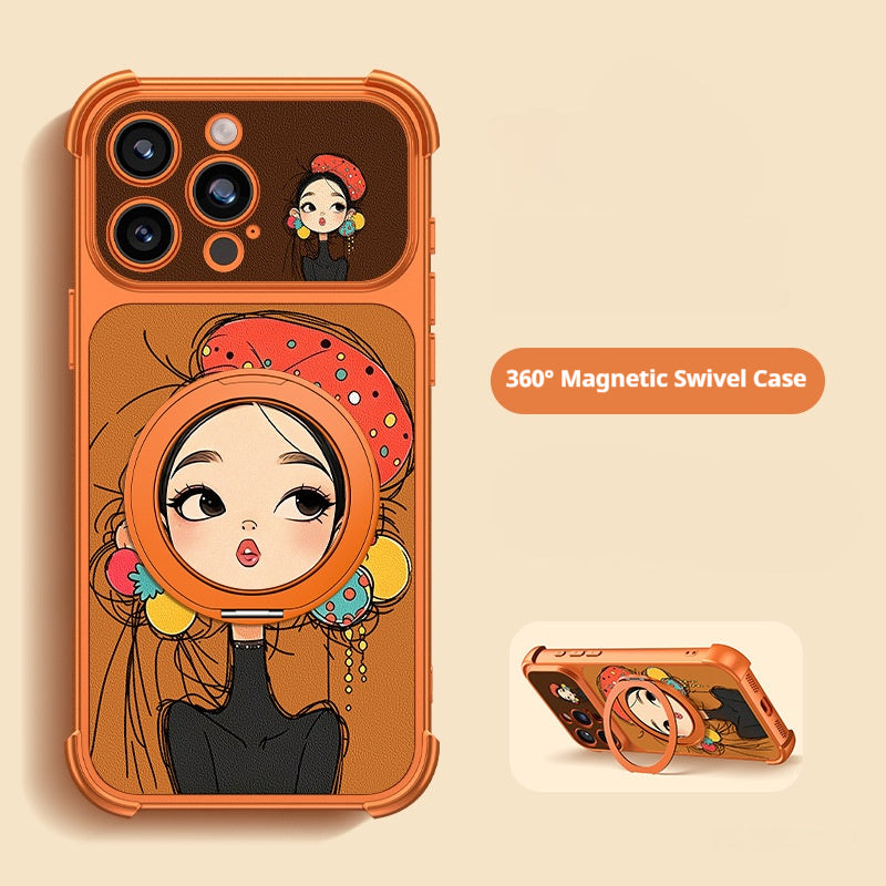 Pouting Girl Magnetic Stand Apple Phone Case