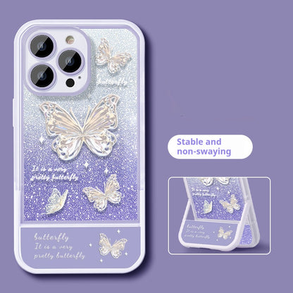 Glitter Butterfly Invisible Stand Apple Phone Case