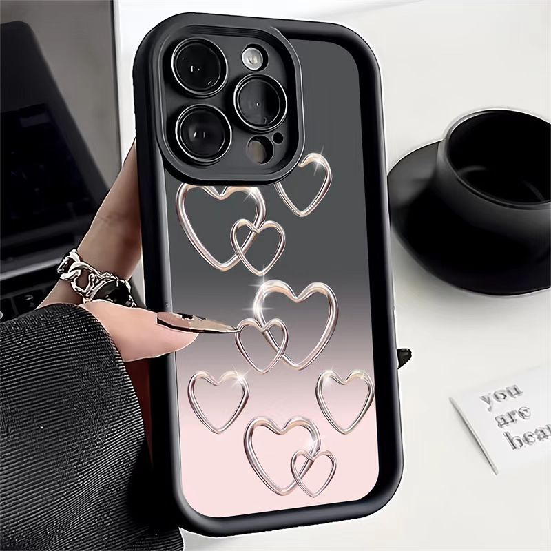 Cute gradient heart-shaped Apple phone case