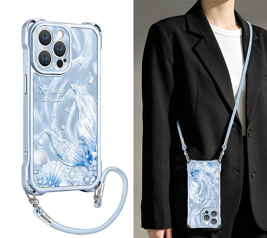 Seashell Fishtail Four-Corner Hanging Strap Apple Phone Case