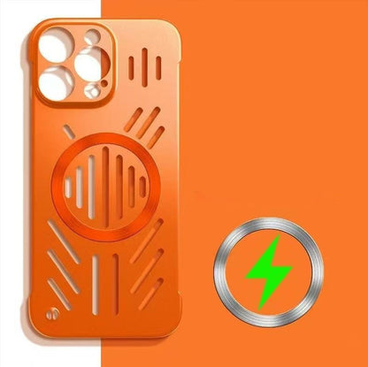 Frameless magnetic Apple phone case with ventilation holes