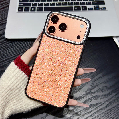 Metal, rhinestone, pearl leather, large window Apple phone case
