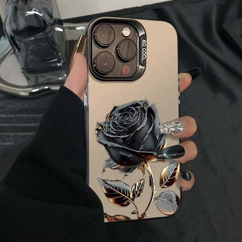 Black and gold rose Apple phone case