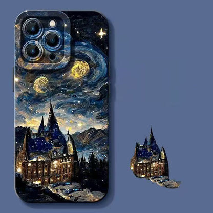 Oil painting castle wheat field Apple phone case