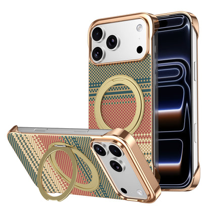 360° Rotating Stand Kevlar Water-Patterned Magnetic Apple Phone Case